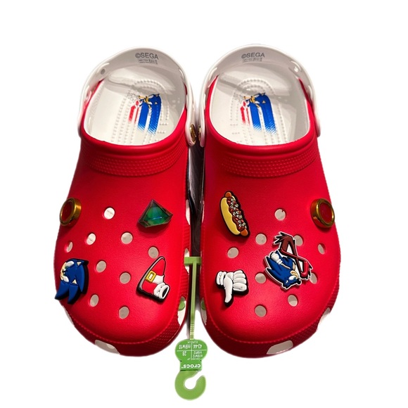 Crocs NWT Sega Sonic The Hedgehog Classic Crocs Red Unisex W12 M10 - Picture 4 of 12